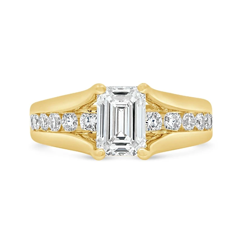 New Brilliance Lab Grown 2.00CTW Emerald Cut Diamond Ring in 14K Yellow Gold