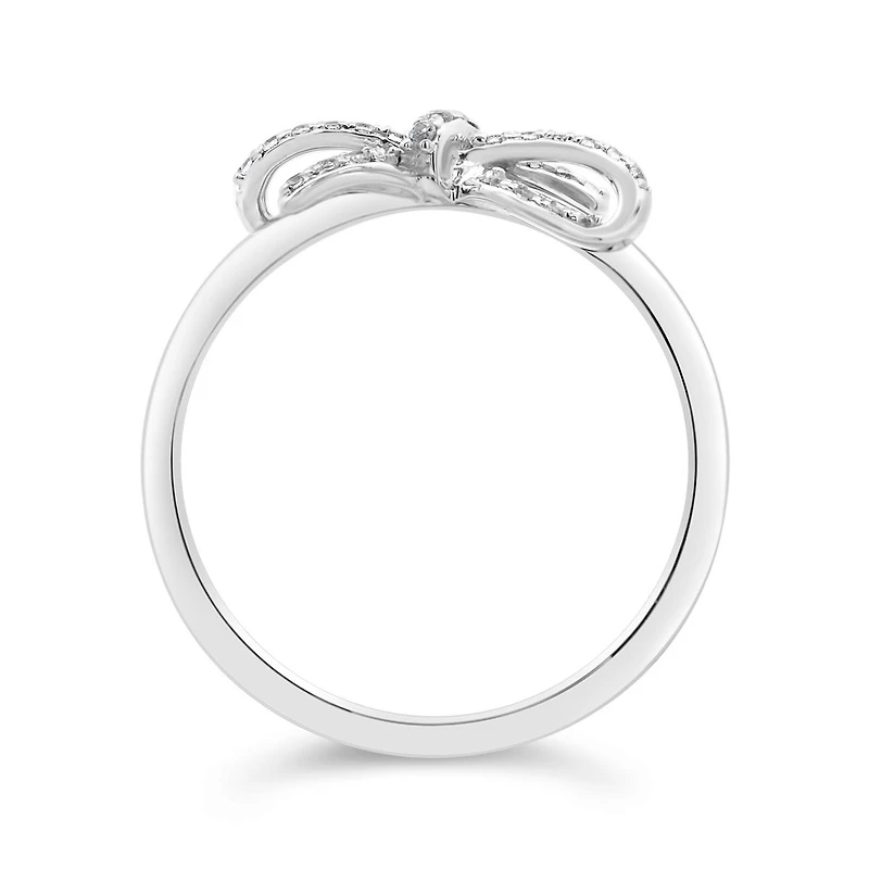 0.11CTW Diamond Bow Fashion Ring In Sterling Silver