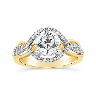 Charmed Lab Grown 1.74CTW Diamond Bridal Ring in 14K Yellow and White Gold