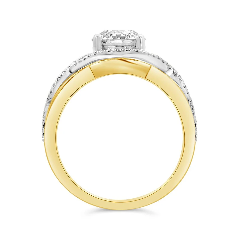 Charmed Lab Grown 1.74CTW Diamond Bridal Ring in 14K Yellow and White Gold