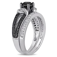 JULIANNA B 1.12CTW Black & White Diamond Bridal Set Sterling Silver