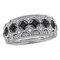 JULIANNA B 0.10CTW Black & White Diamond Fashion Band Sterling Silver