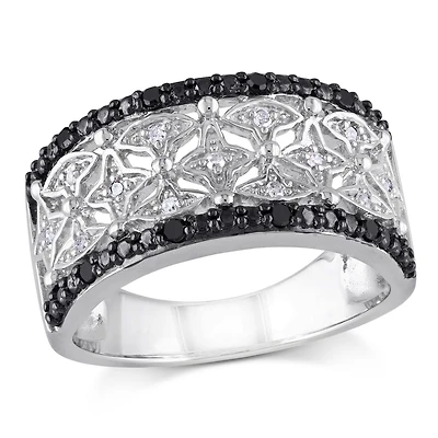 JULIANNA B 0.15CTW Black & White Diamond Fashion Ring Sterling Silver