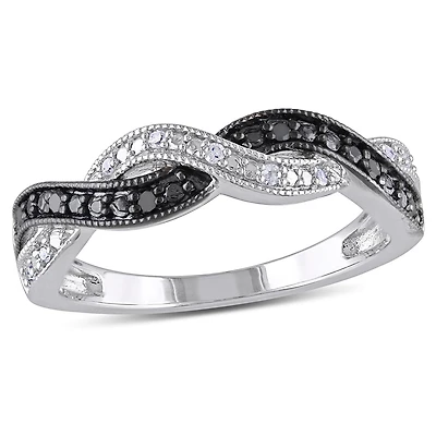 Julianna B 0.10CTW Black & White Diamond Fashion Ring Sterling Silver