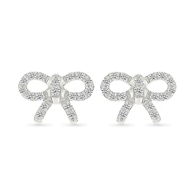 0.23CTW Diamond Bow Stud Earrings in 10K White Gold