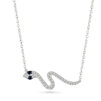 0.18CTW Black & White Diamond Snake Necklace in Sterling Silver