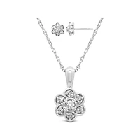New Brilliance Lab Grown 0.25CTW Diamond Pendant and Earrings in Sterling Silver
