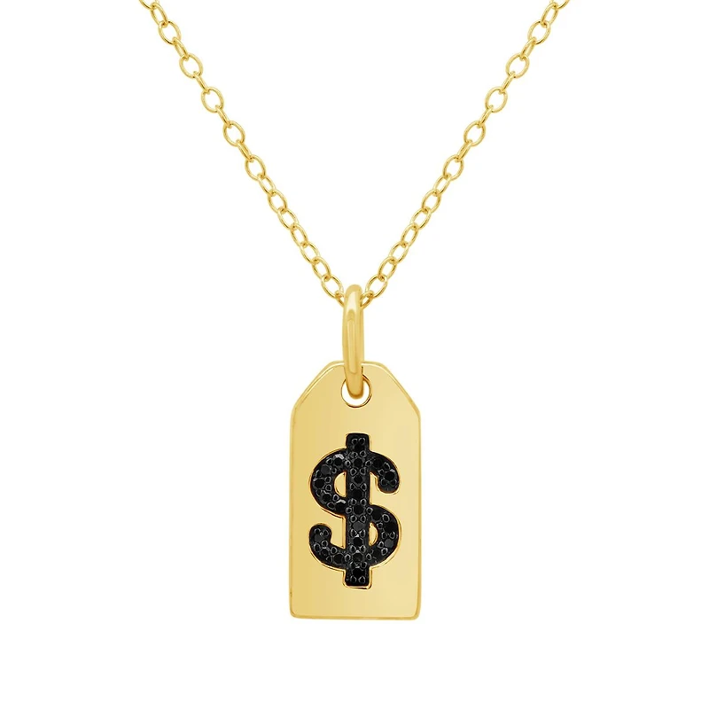 Black Diamond Dollar Sign Vermeil Pendant