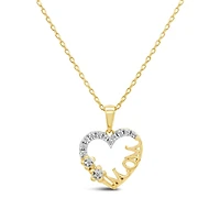 Loving Hearts 0.10CTW Diamond Mom Pendant in 10K Yellow Gold