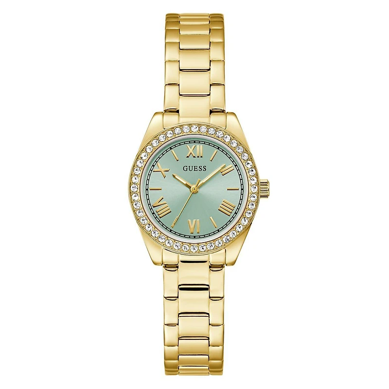 Guess Women's Gold Tone Crystal Mini Luna Watch