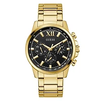 Guess Men's Gold Tone Black Dial Walker Watch