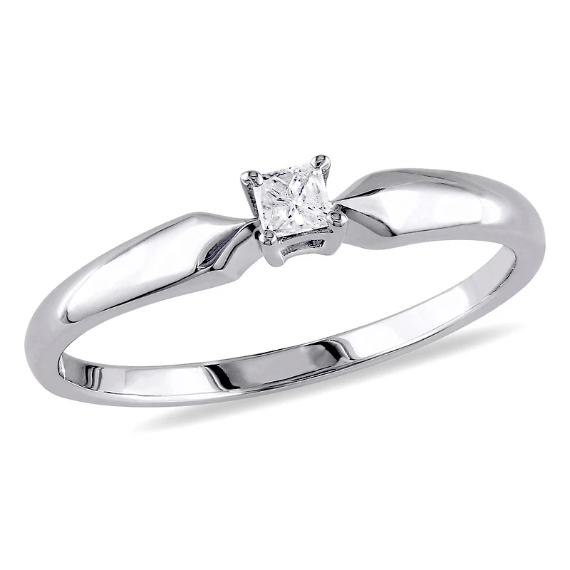 Julianna B 0.10CT Princess Cut Diamond Solitaire Ring Sterling Silver