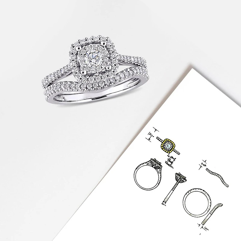 Julianna B 0.62CTW Diamond Bridal Set 10K White Gold