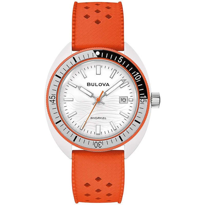 Bulova Men's Orange Clownfish Snorkel Rubber Strap Watch