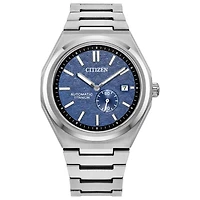 Citizen Men's Silver-Tone Blue Zenshin Mechanical Super Titanium Watch