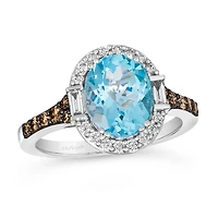 Le Vian 14K White Gold Blue Topaz Diamonds Ring