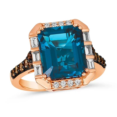 Le Vian 14K Rose Gold Deep Sea Blue Topaz Diamonds Ring