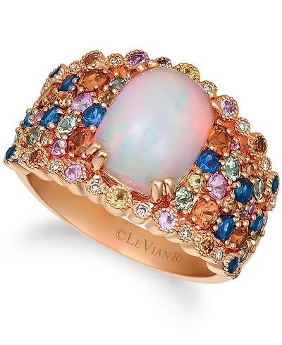 Le Vian 14K Rose Gold Neopolitan Opal Diamonds Ring