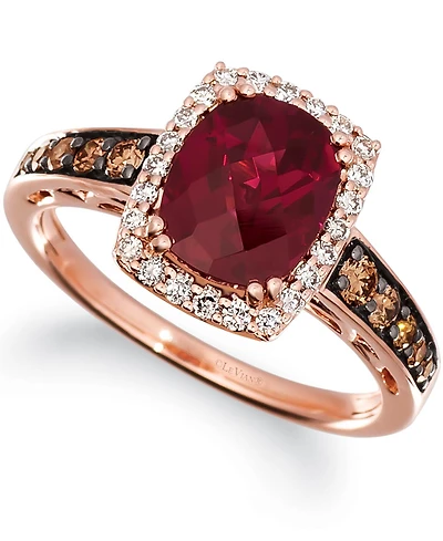 Le Vian 14K Rose Gold Raspberry Rhodolite Diamonds Ring