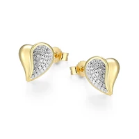 ELLE "Amour" Two-Tone Plated Cubic Zirconia Heart Stud Earrings