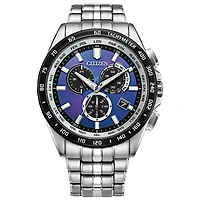 Citizen Men's Silver-Tone Blue Perpetual Chronograph Watch