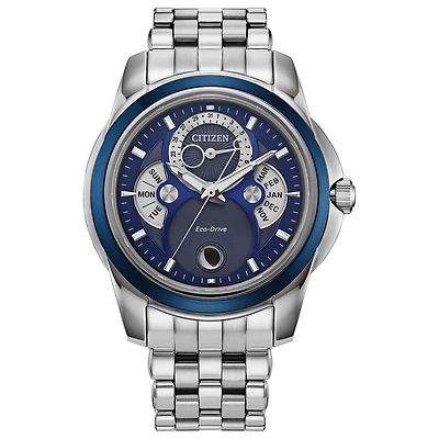 Citizen Men's Silver-Tone Blue Calendrier Eco-Drive Watch