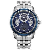 Citizen Men's Silver-Tone Blue Calendrier Eco-Drive Watch