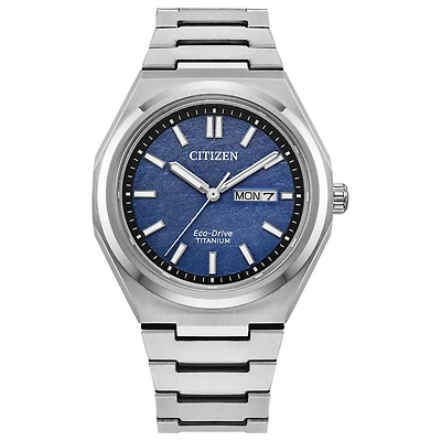 Citizen Men's Silver-Tone Blue Zenshin 3-hand Super Titanium Watch