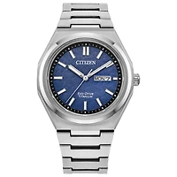 Citizen Men's Silver-Tone Blue Zenshin 3-hand Super Titanium Watch