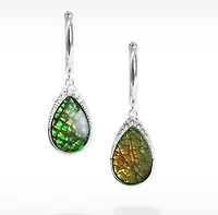 KORITE IMPERIAL Sterling Silver Ammolite & White Topaz Earrings
