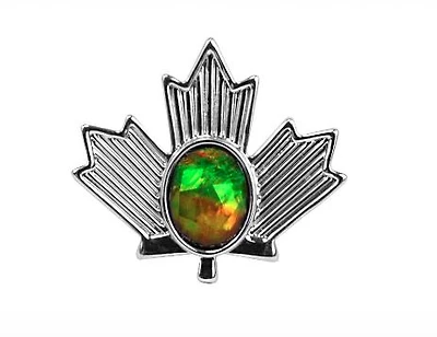 Korite Plated Brass Maple Leaf Ammolite Pin