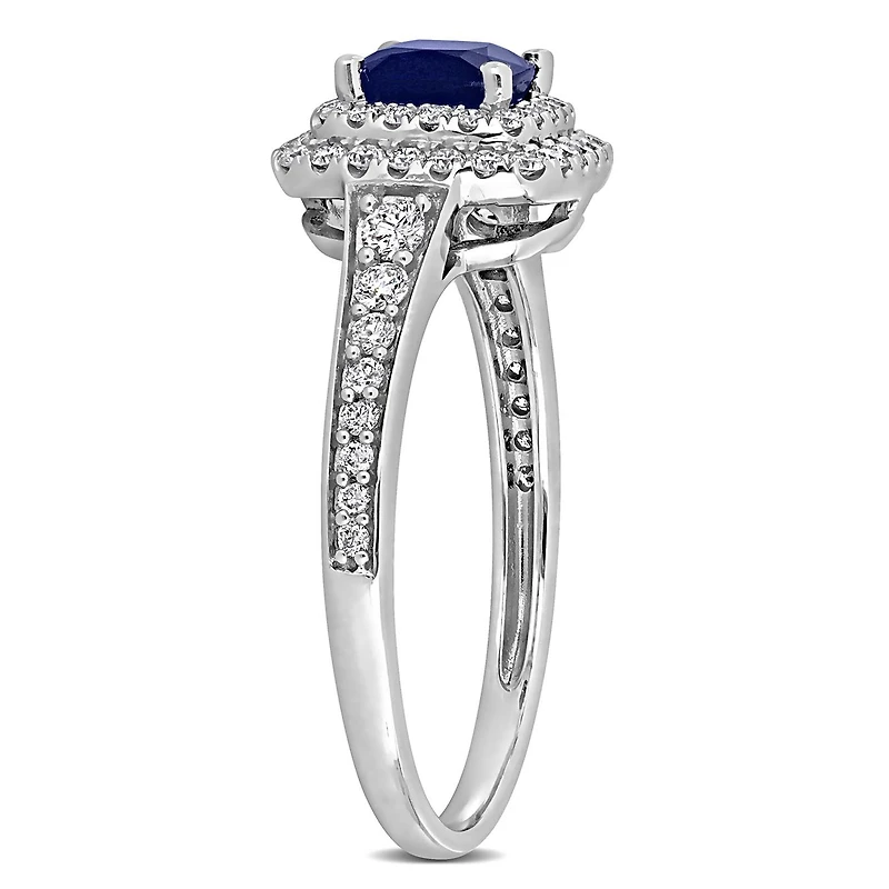 Julianna B 14K White Gold Cushion-Cut Blue Sapphire & Diamond Halo Ring