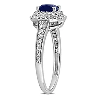 Julianna B 14K White Gold Cushion-Cut Blue Sapphire & Diamond Halo Ring