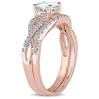 Julianna B 10K Rose Gold Created White Sapphire & Diamond Bridal Set