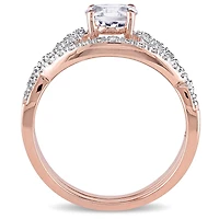 Julianna B 10K Rose Gold Created White Sapphire & Diamond Bridal Set