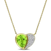 Julianna B 10K Yellow Gold Peridot & Diamond 17" Heart Necklace