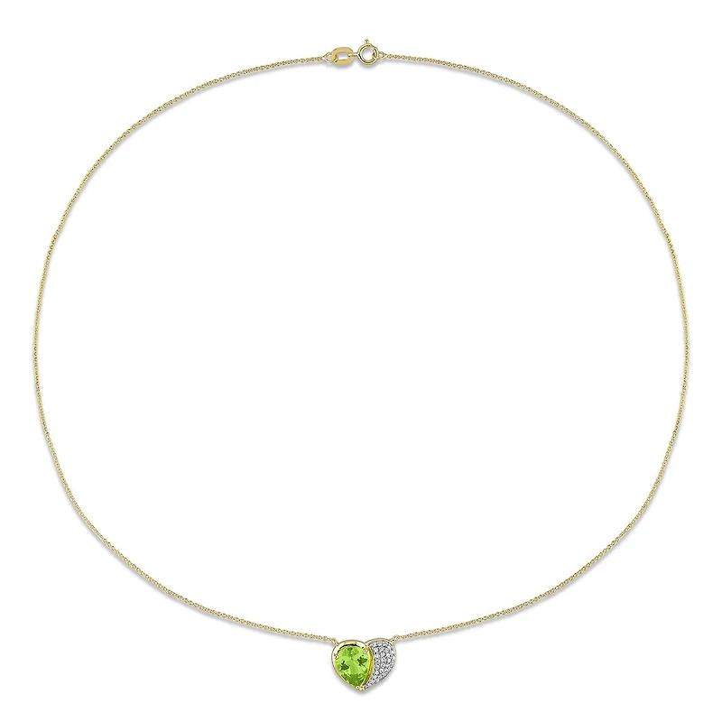 Julianna B 10K Yellow Gold Peridot & Diamond 17" Heart Necklace