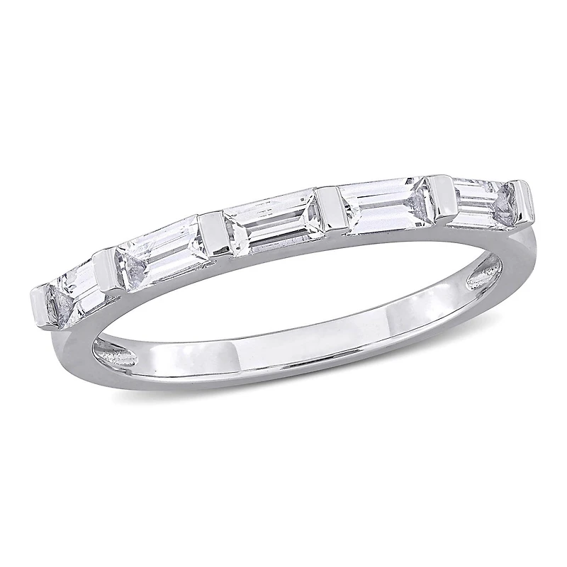 Julianna B 10K White Gold Baguette-Cut White Sapphire Anniversary Band