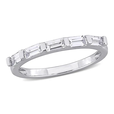 Julianna B 10K White Gold Baguette-Cut White Sapphire Anniversary Band