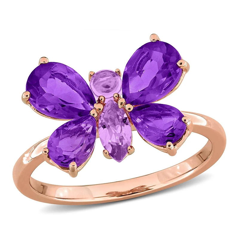 Julianna B Rose Plated Sterling Silver Amethyst Butterfly Ring