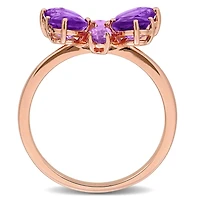 Julianna B Rose Plated Sterling Silver Amethyst Butterfly Ring