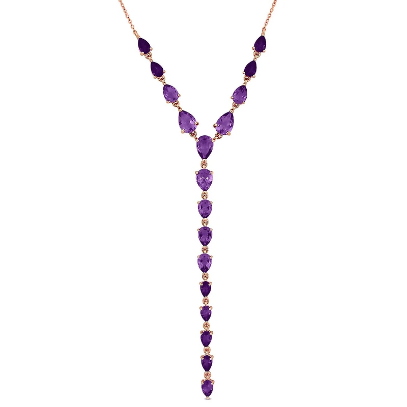 Julianna B Rose Plated Sterling Silver Amethyst 18+2" Lariat Necklace