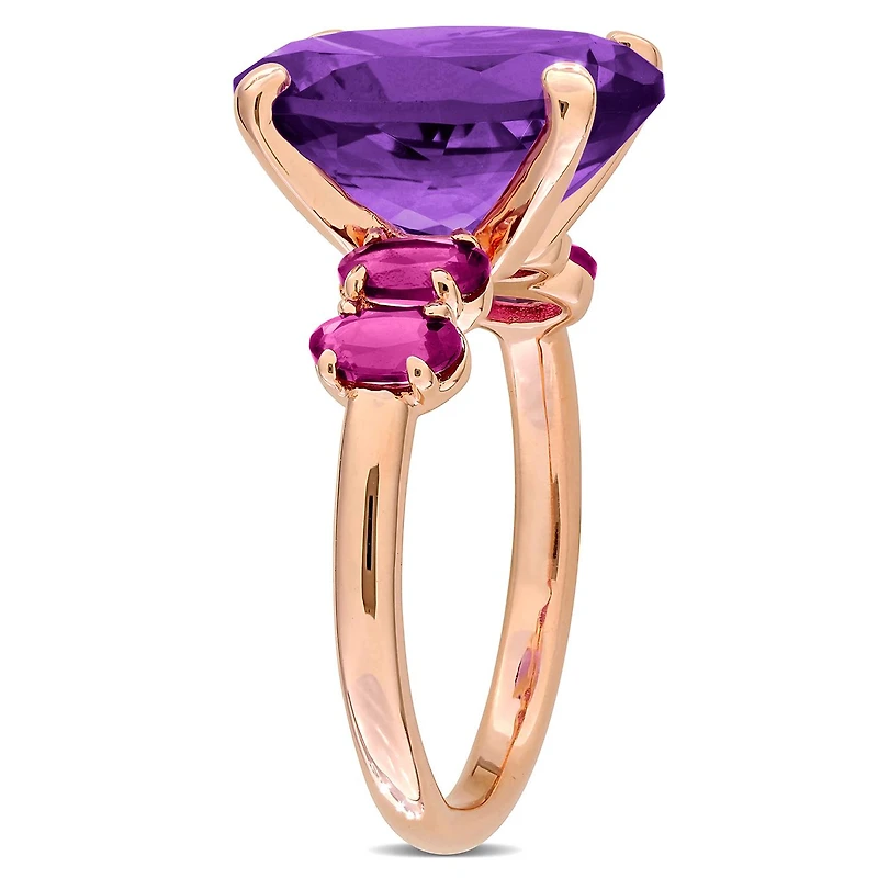 Julianna B Rose Plated Sterling Silver Amethyst and Rhodolite Cocktail Ring
