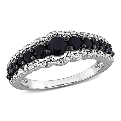 Julianna B Sterling Silver Black Sapphire Fashion Ring