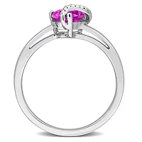 Julianna B Sterling Silver Created Pink Sapphire and Diamond Accent Wrap Ring