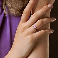 Julianna B Sterling Silver Created Pink Sapphire and Diamond Accent Wrap Ring