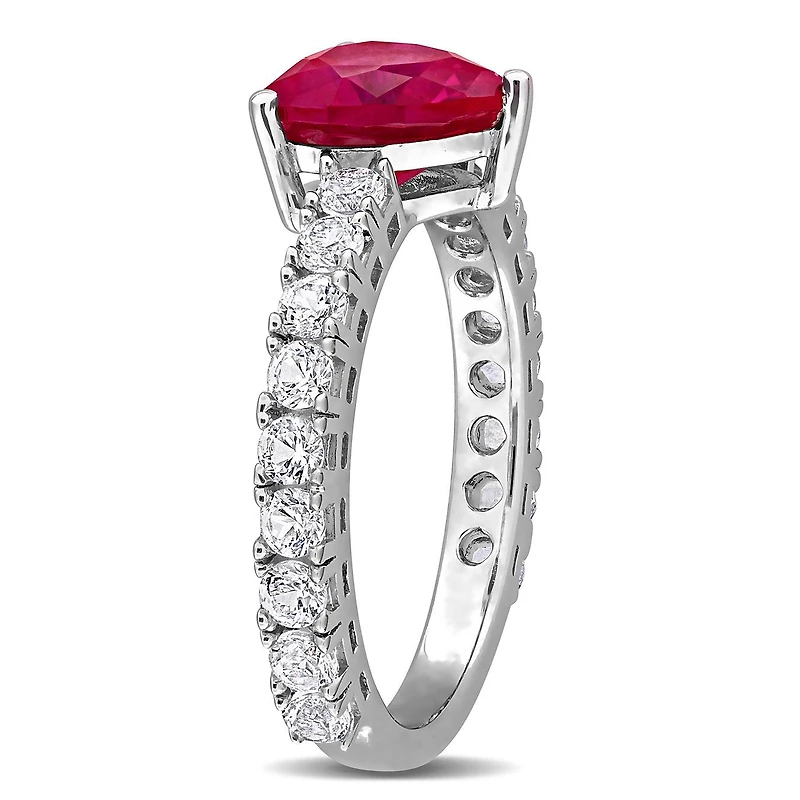 Julianna B Sterling Silver Created Ruby and White Sapphire Heart Ring
