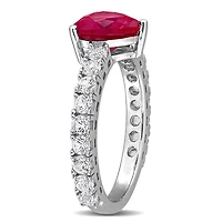 Julianna B Sterling Silver Created Ruby and White Sapphire Heart Ring