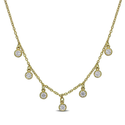 Julianna B Yellow Sterling Silver Created White Sapphire 16" + 2" Necklace
