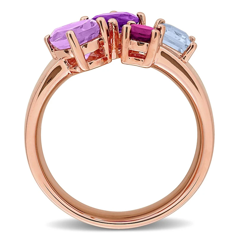 Julianna B Rose Plated Sterling Silver Multi-Gemstone Open Ring